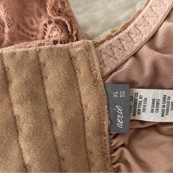Aerie Soft & Smooth Endless Lace Stretch Triangle Bralette Bra XL in Raw Sienna - Picture 16 of 16